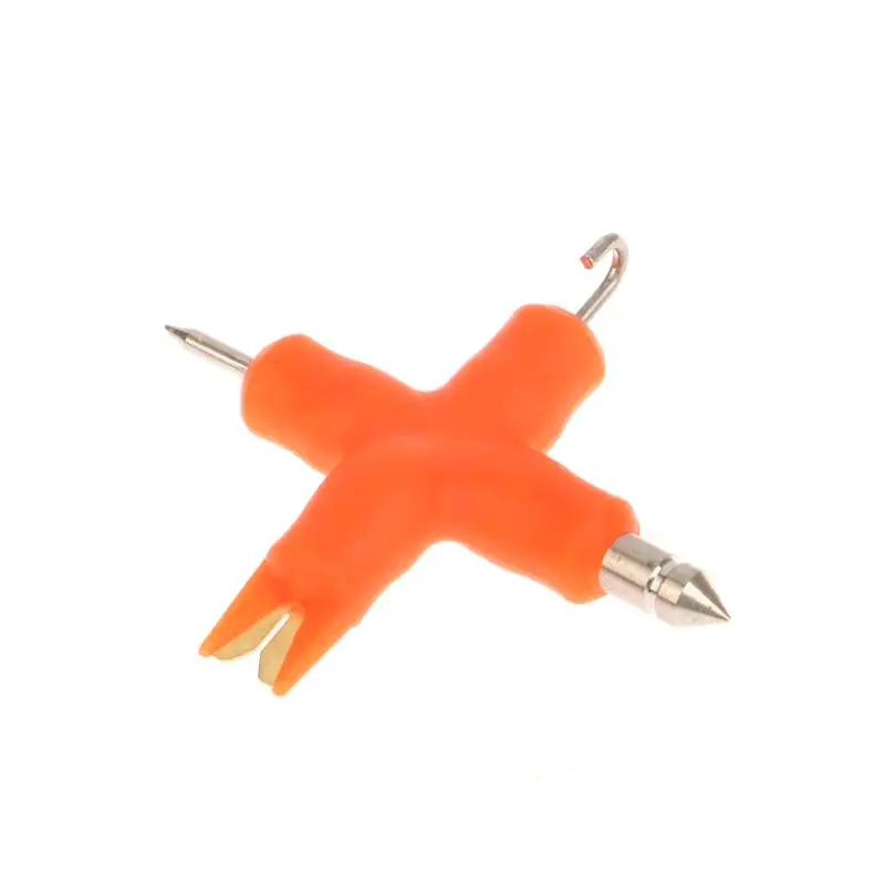 HUA صيد سمك الشبوط 4 في 1 المغلفة جديلة متجرد تلاعب أداة مجتذب خط أداة متعددة الأغراض المحمولة عقدة أداة الصيد الملحقات