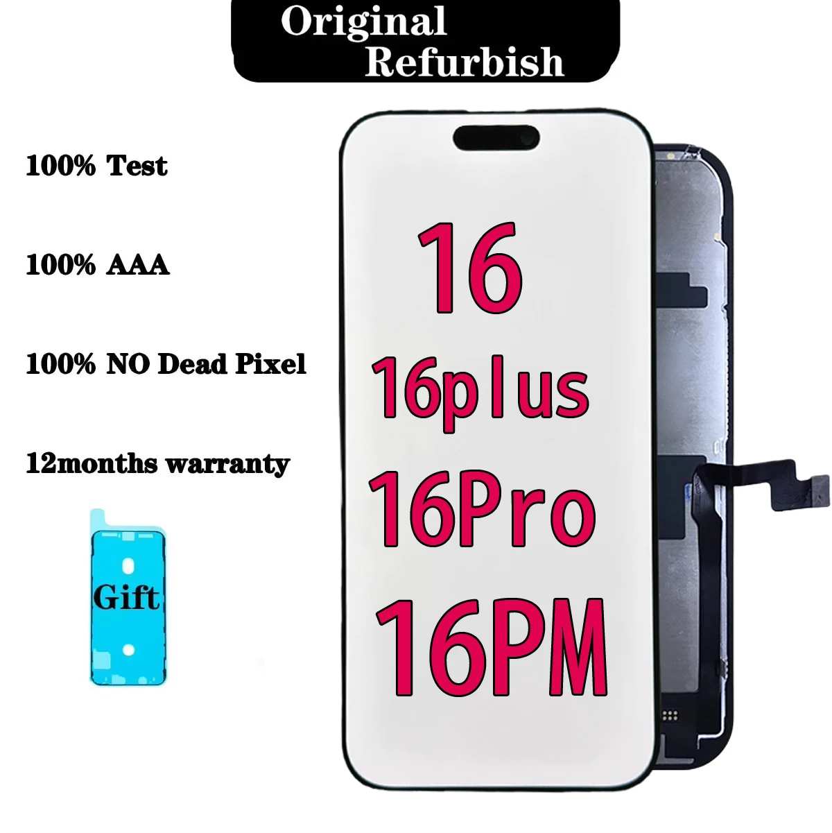 AAA Original LED Screen For IPhone 16 Pro Max Refurbish Lcd For Iphone 16 Plus Display Panel Assembly True Tone