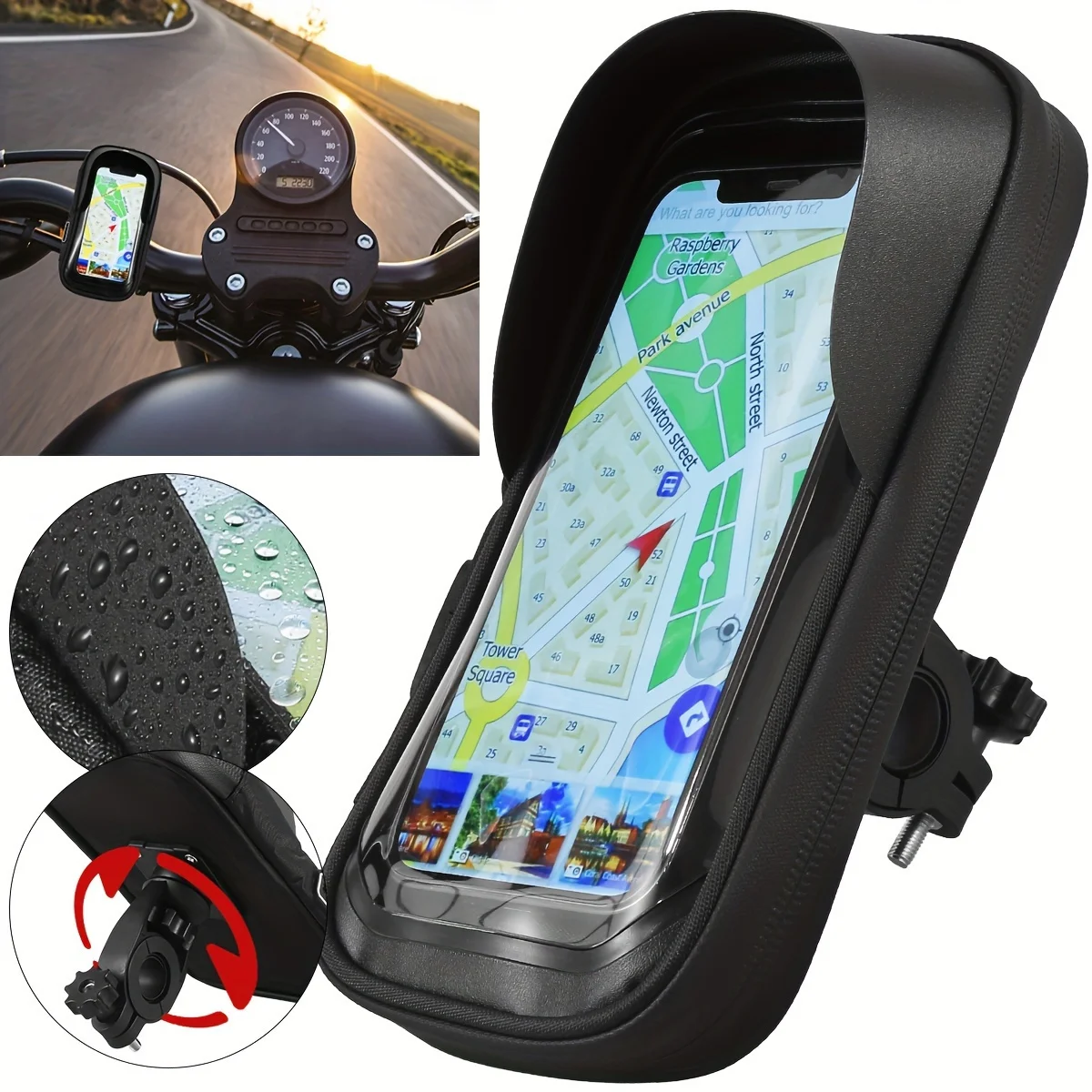 

Motorcycle Bicycle Front Frame Phone Holder Easy Universal Navigation Smartphone Bracket For All Phones Waterproof 360° Rotation