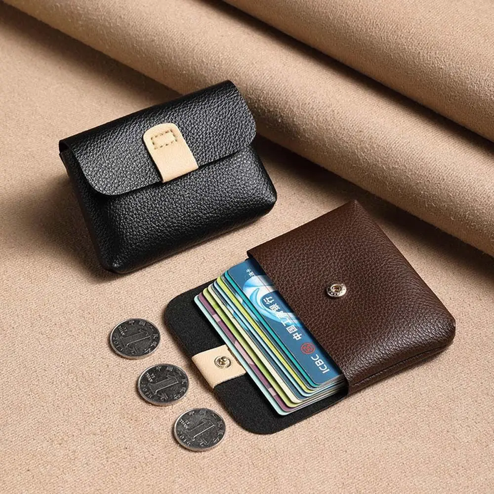 Women Short Wallets Card Holder Solid Color Simple PU Leather Soft Mini Coin Purse Korean Style ID Credit Card Holders