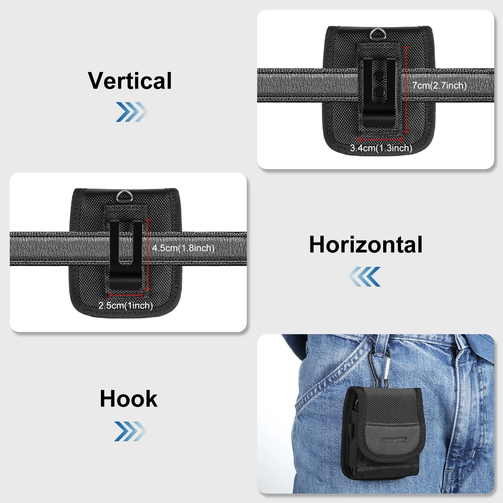 HAWEEL Folding Phone Waist Belt Clip Bag For Samsung Galaxy Z Flip 3 5G Nylon Holster Flip Phone Pouch For Huawei P50 Pocket