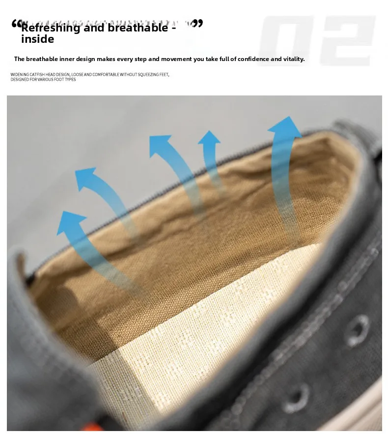 Herren-Slipper aus Canvas, lässige Schuhe, weiches Denim-Obermaterial, atmungsaktives Baumwollfutter, rutschfeste, dicke Sohle, bequeme Loafer zum Gehen. – Detail 5