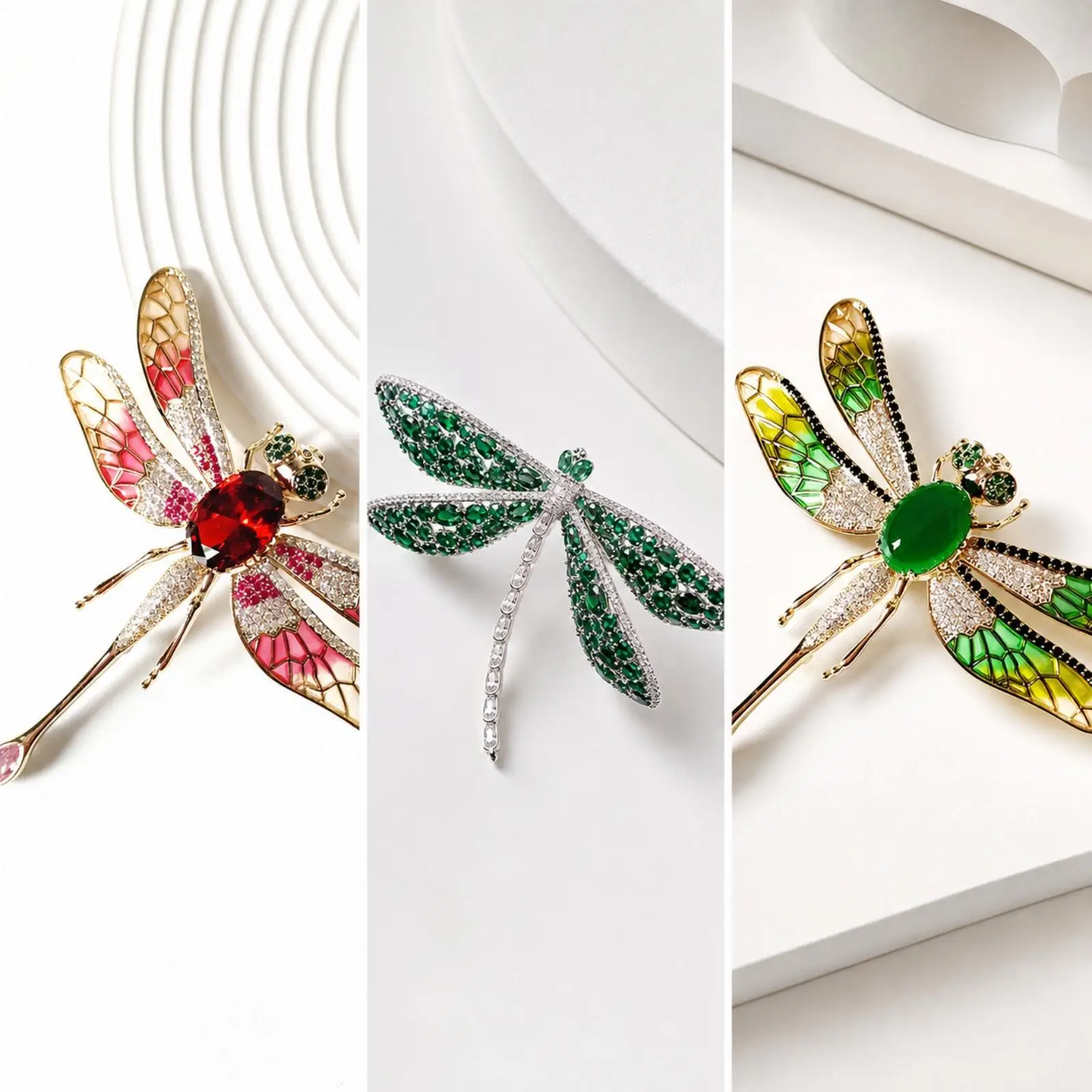 Handmade Rhinestone Dragonfly Brooch Pin Luxury Women Suit Jacket Ornament Jewelry Gift