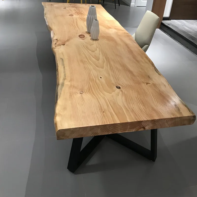 Irregular log large board tea table Pastoral style board solid wood tea table Homestay minimalist creativity