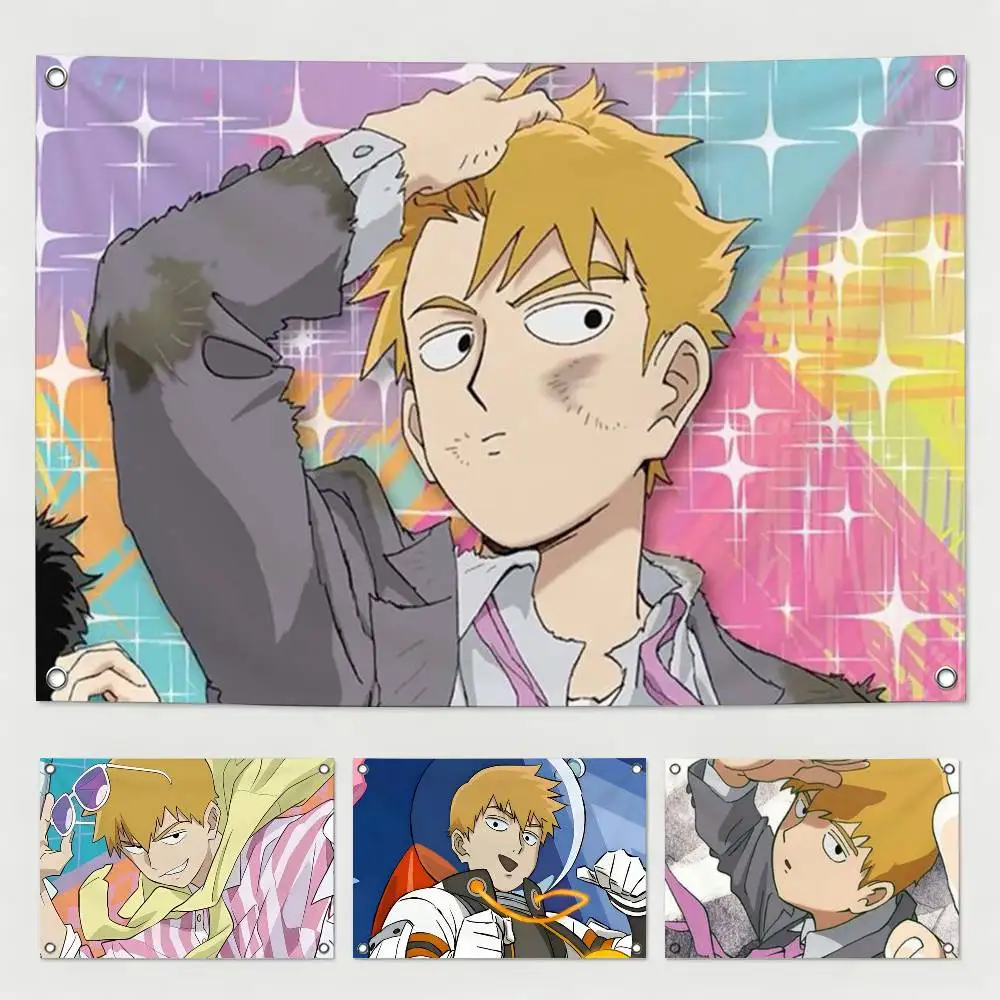 Mob Psycho 100 Arataka Reigen Flags Wall Hanging Tapestry Outdoor Garage Room Decorative flag Background Blanket