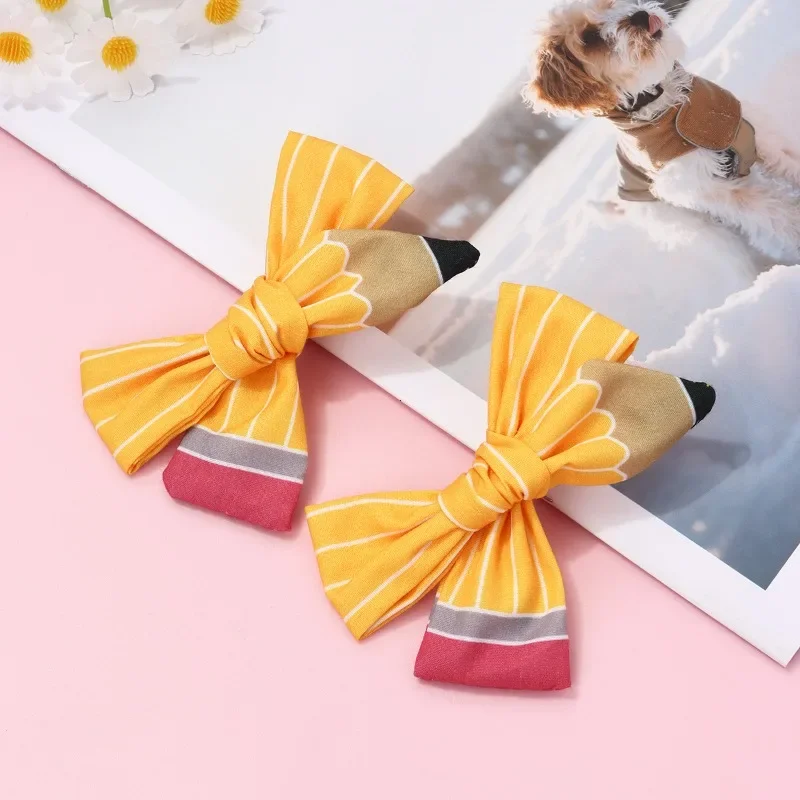 1/2Pcs Pencil Bow Hair Clips Cute Hairpins Kawaii Back To School Barrette For Girls Children Kids Headdress Headwear Accessories