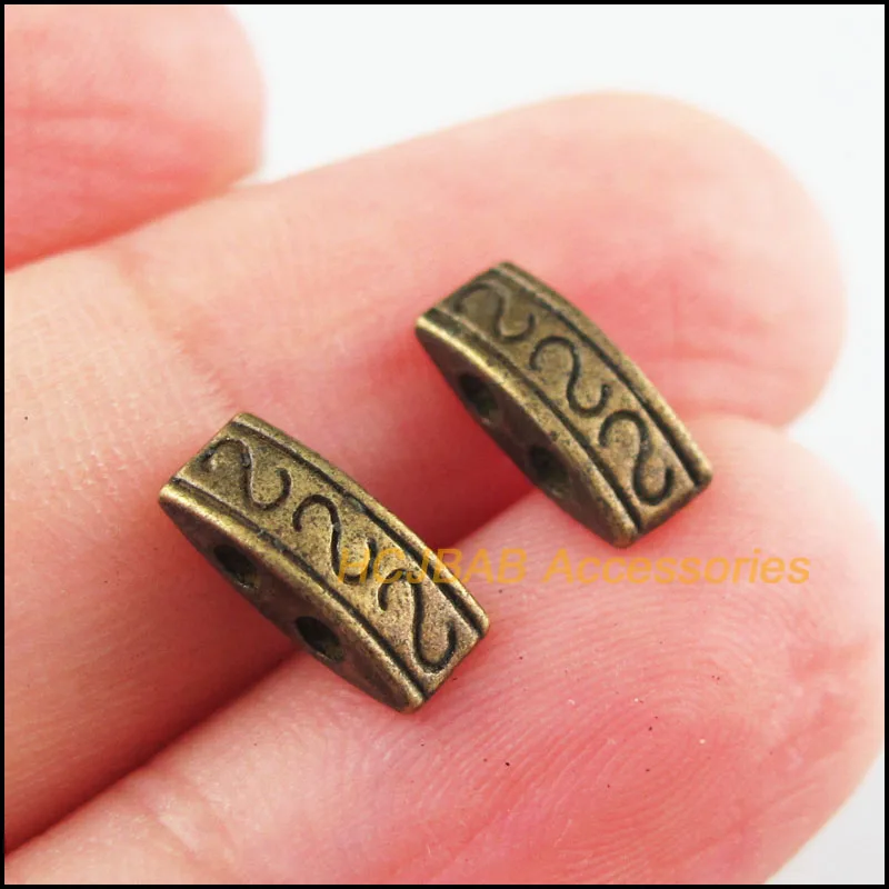60Pcs Tibetan Silver Plated.  Antiqued Gold Plated, Bronze Plated Flower 2-Holes Spacer Beads 4x10mm