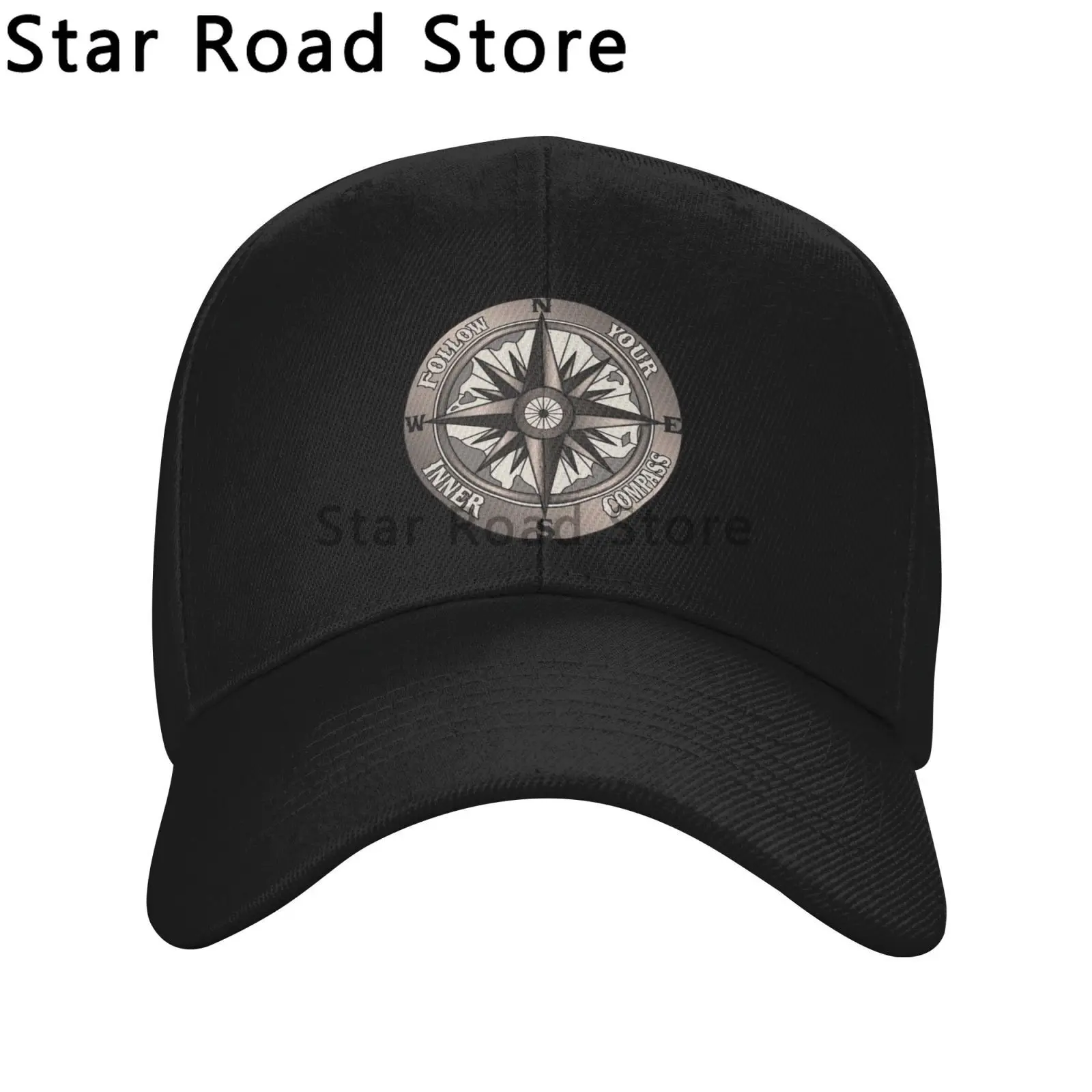 Follow Your Inner Compass Print Baseball Cap Fashion Summer Outdoor Men Women Dad Hat Compass Adjustable Snapback Hat for unisex