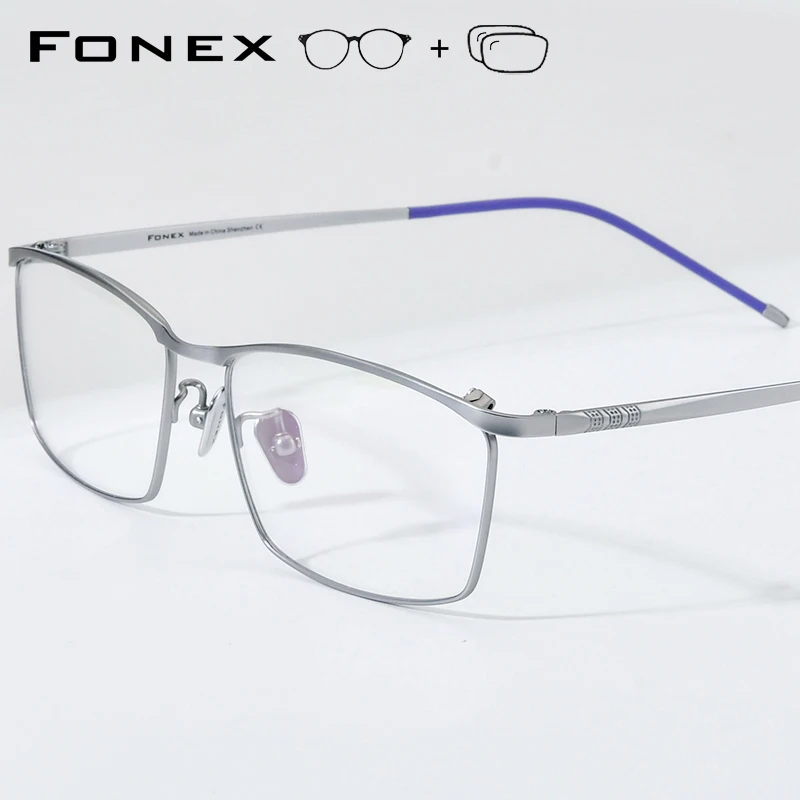 FONEX Progressive Prescription Glasses Photochromic Optical Myopia Lens Eyewear Men Square Titanium Eyeglasses Frame 85726