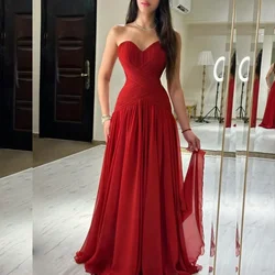 Customized Casual Chiffon Pleat A-line Sweetheart Long Dresses Bespoke Occasion Dresses Classic Exquisite Modern Style Pastrol U