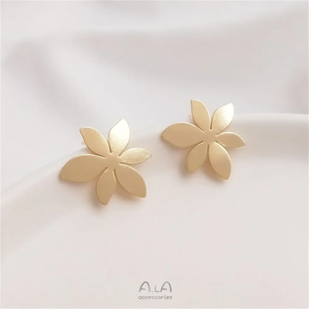 14K Wrapped Gold Flower Earrings S925 Silver Needle with Rings Flower-shaped Handmade Earrings Diy Ear Accessories E093