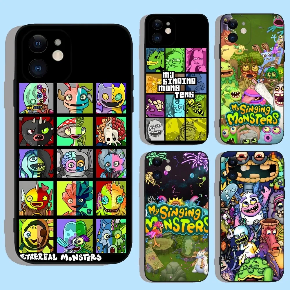 M-My Singing Monsters Phone Case For Apple iPhone 15,14,13,12,11,XS,XR,X,8,7,Pro,Max,Plus,mini Silicone Black Cover