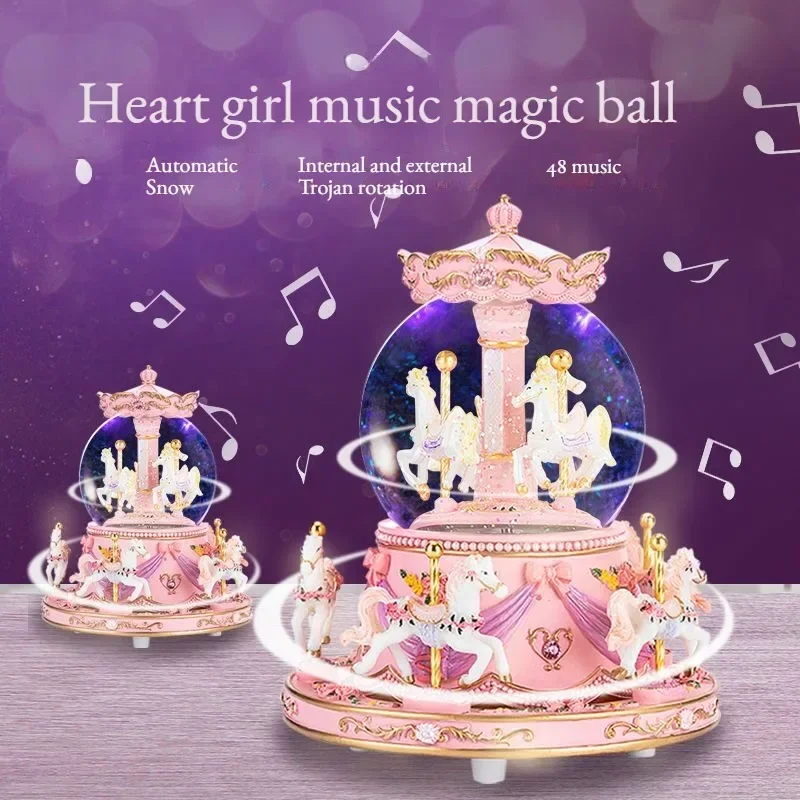 Crystal ball music box carousel music box birthday gift decorations home accessories  living room decoration