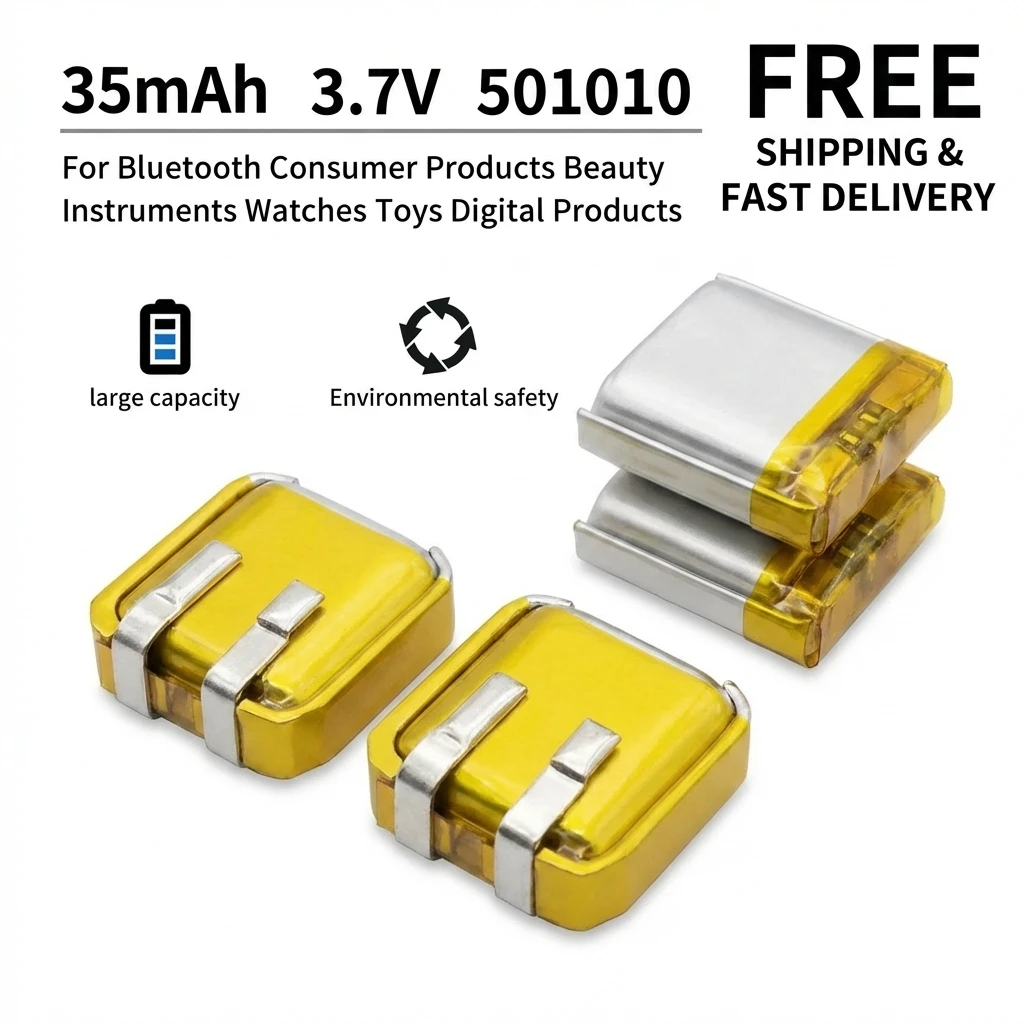 

501010 501012 3.7V 35mAh Lithium Polymer Battery Rechargeable Lipo For Bluetooth Headset LED Light MP3 MP4 Player
