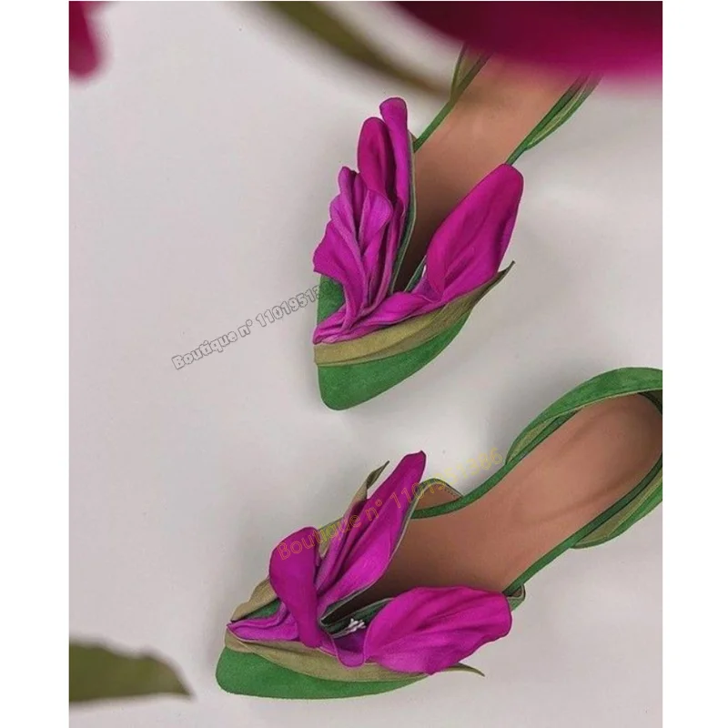 Flat with Flower Like Pumps Slip on Shoes for Women Mixed Color Fashion Elegant Pointed Toe Shoes Party 2023 Zapatillas Mujer