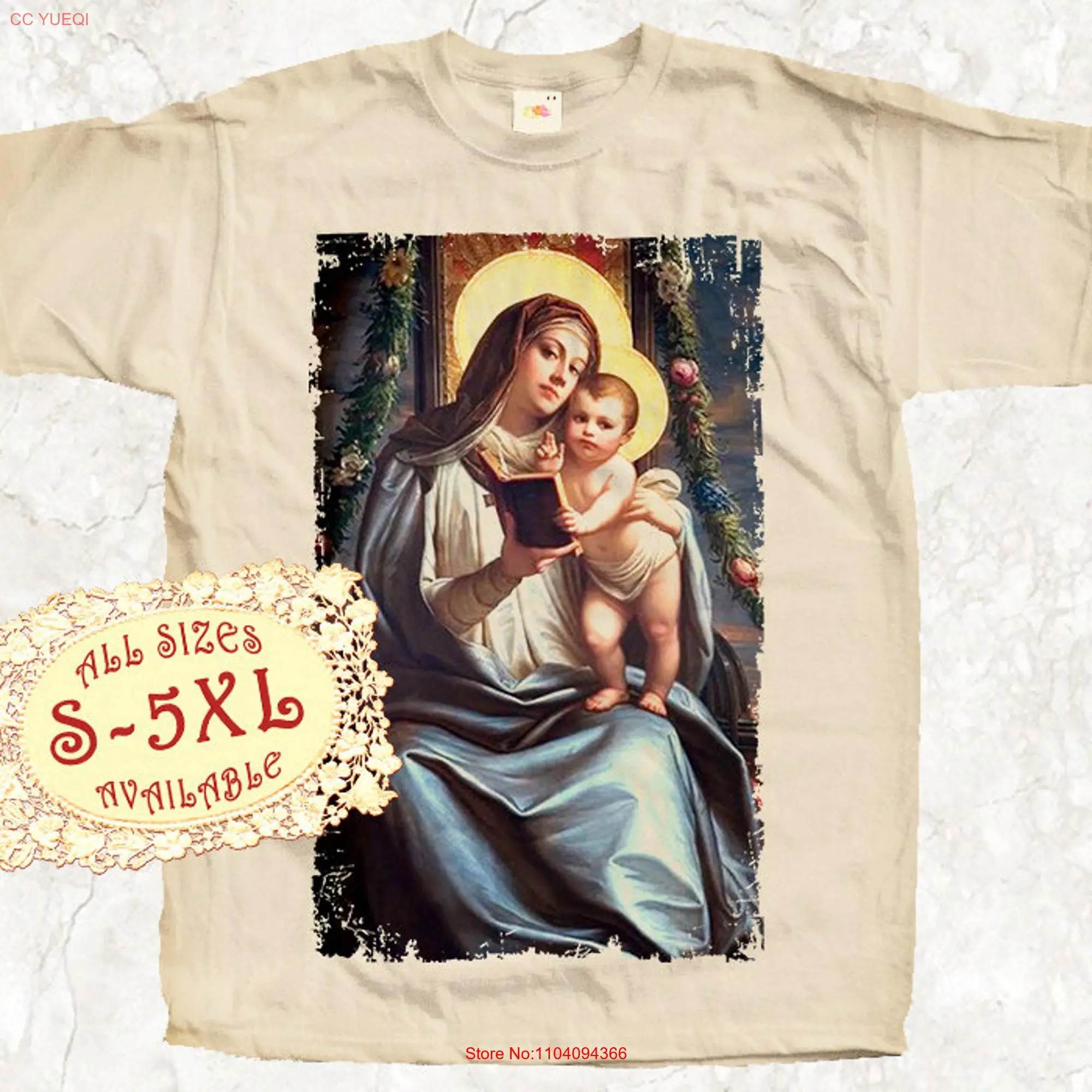 Mary Mother with baby Jesus V26 Catolic T SHIRT All sizes S 5XL Religious Christian Catholic TEE Natural