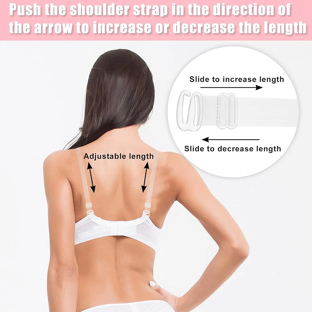 Clear Bra Straps Invisible Adjustable Non-Slip Transparent Shoulder Strap Replacement Extenders Bra Straps Lingerie Accessories