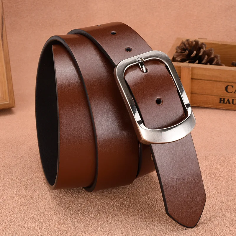 Fashion Punk Needle Buckle Dermis Belts for Men Retro Leisure Business Brown Color Cowhide Waist Belt Clothing Accessories Gift