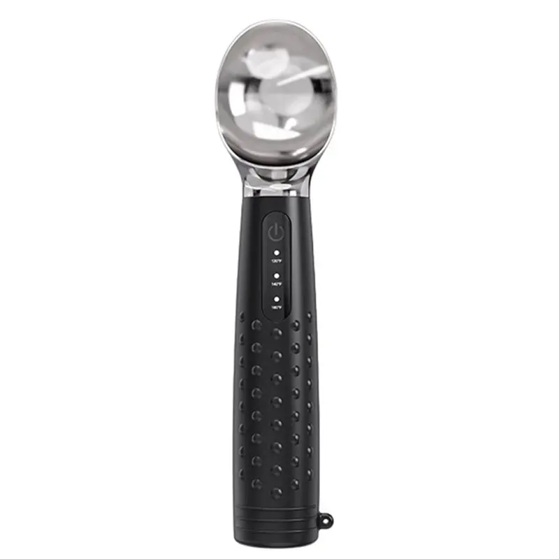 A84E-Heated Ice Cream Scoop Rechargeable Battery Powered 3-Level Heat Adjustment For Hard And Soft Ice Cream Black