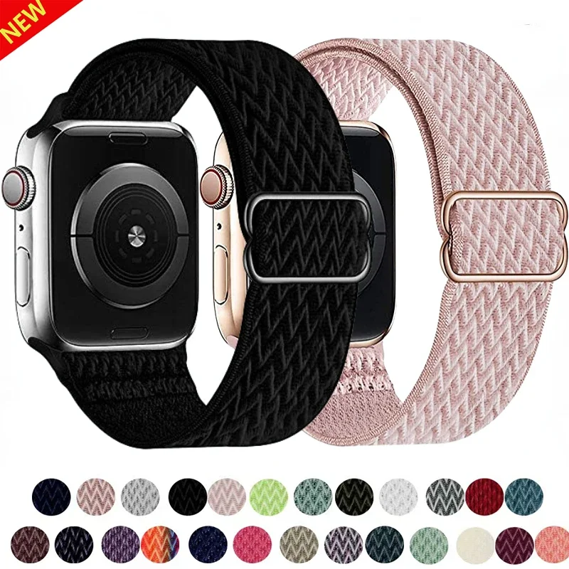 

Nylon Loop Strap For Apple Watch Band 49mm 45mm 41mm 44mm 42mm 46mm Adjustable Elastic Fabric Belt iWatch Ultra 10 9 8 7 6 5 4SE