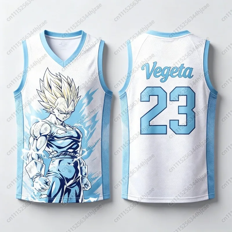 Dragon Ball Vegeta Super Saiyan #23 Basketball Jersey Tank Top Anime Print Sportswear Unisex Streetwear for Fans FamilyMatching
