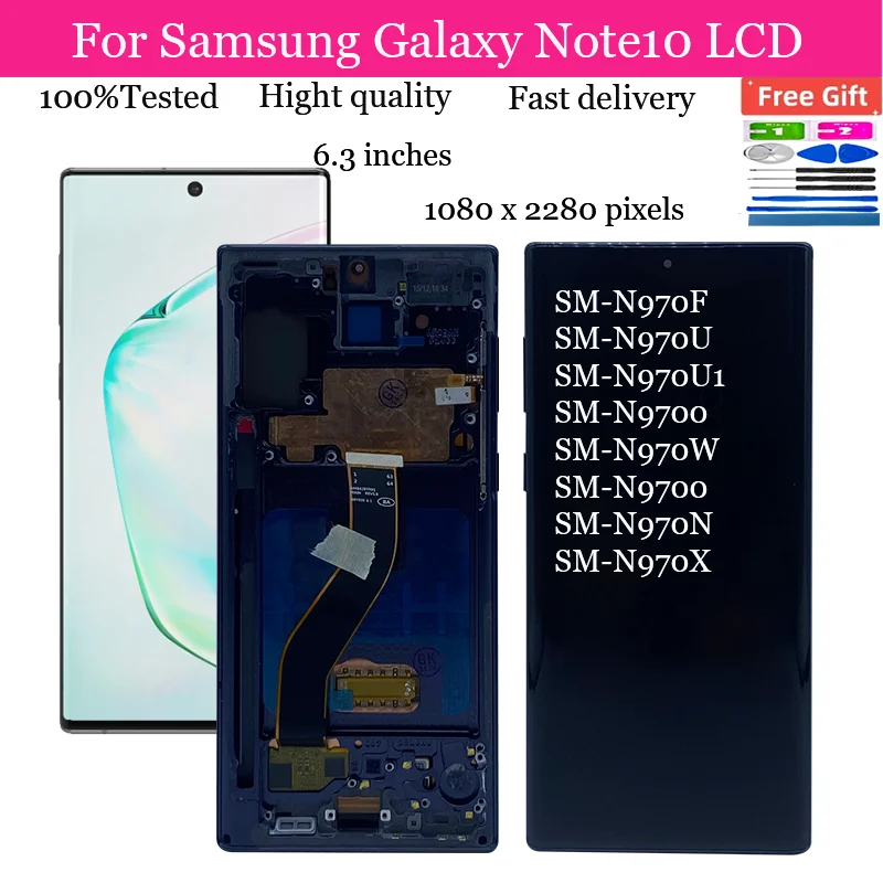 AMOLED Display For Samsung Note 10 4G 5G LCD Display Touch Screen N970F N9700 N971U N971N LCD Support S Pen Fingerprint Work