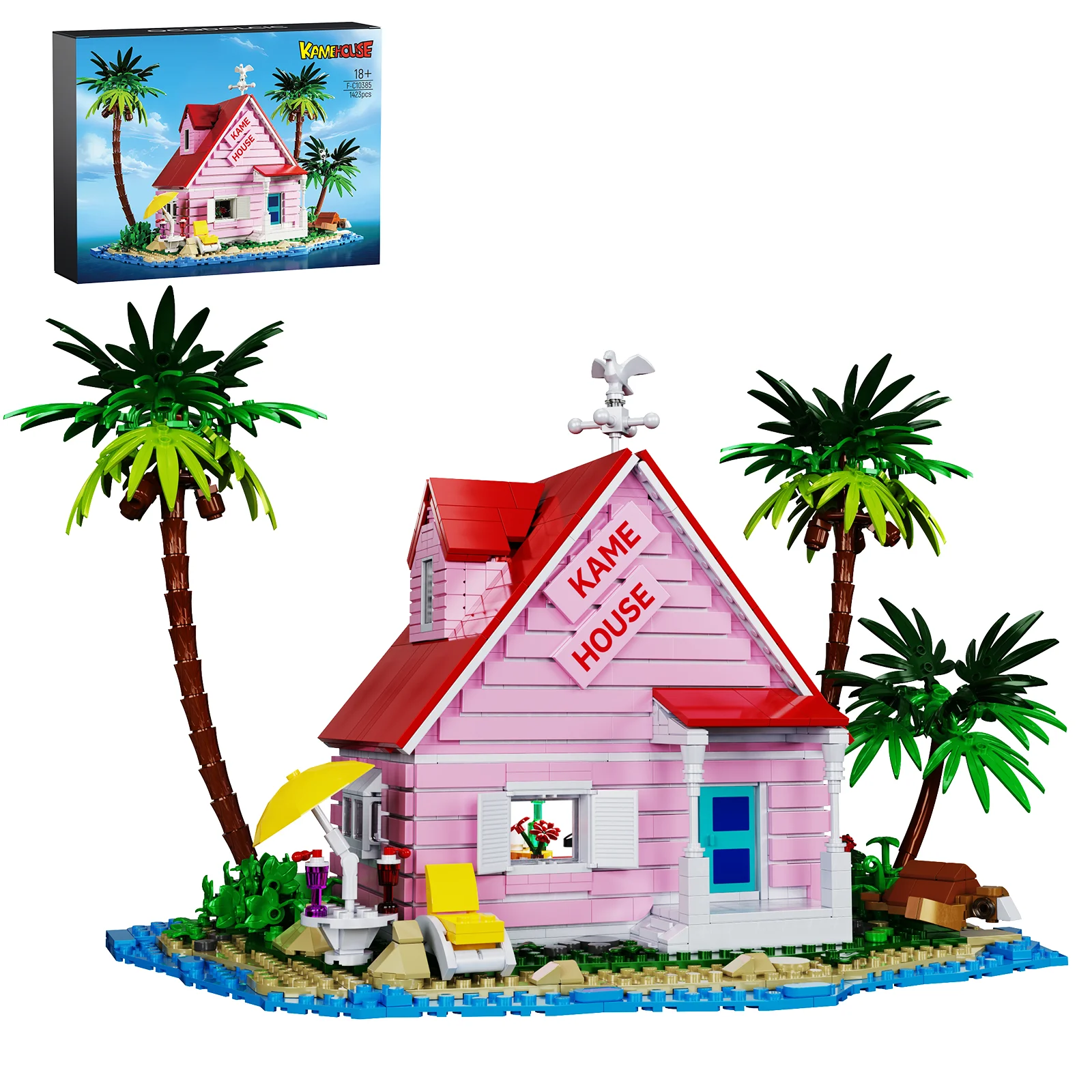 

Kame House Building Blocks Kit Anime Seaside House Model Toys Bricks Model Gifts for Fans Kids(1423PCS)