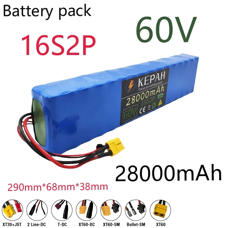 

16S2P 60V 28Ah 18650 Rechargeable Li-ion Battery Pack lpega 67.2V Lithium Ion 28000mAh Ebike Electric Bicycle Scooter with BMS