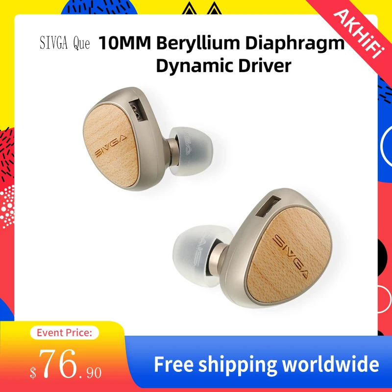 

SIVGA Que 10mm Beryllium Diaphragm Dynamic Driver Earphones High-fidelity In-ear Wired Earbuds White Maple Wood Music Earpieces