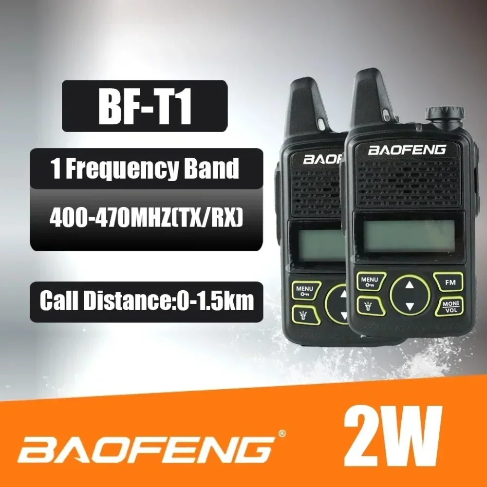

Baofeng Official Store 2PCS MINI Walkie Talkie BF-T1 UHF USB Charger Portable 5W Two Way Radio 1500mAh Kids Gifts Pocket Radio