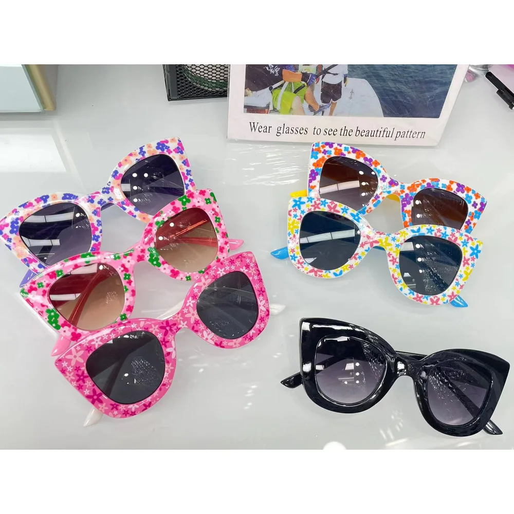 2025, neue süße und frische Blumen-Kindermode-Sonnenbrille, UV-beständig, Baby-Brille mit mehrfarbigen Gläsern