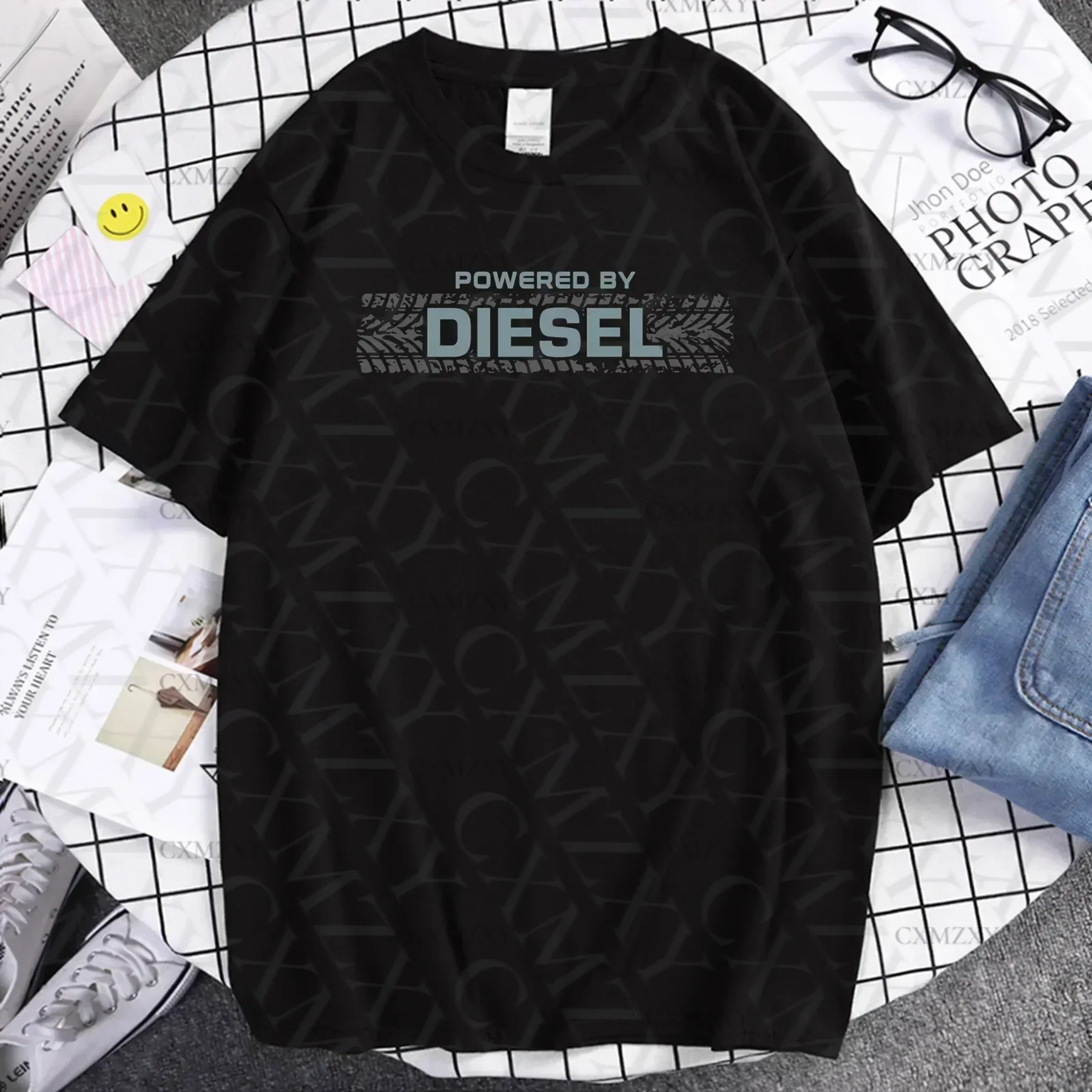 

100% Cotton Men T Shirt Casual Dieselpower Successful Living Sticker Creativity T-shirt Graphic Short Sleeves S-3XL