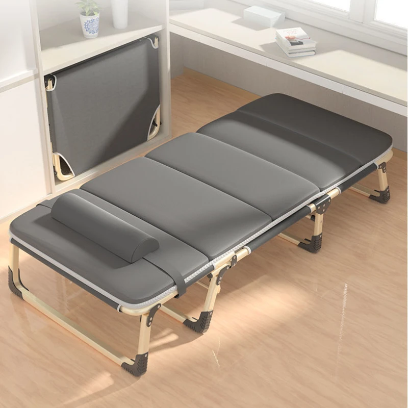 75cm Enlarged Bed Surface for Lunch Break Folding Bed Multifunctional Portable Marching Bed Adjustable Office Lounge Chair