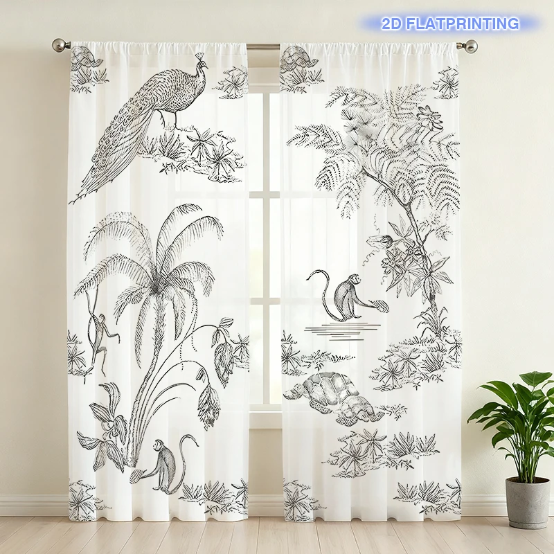 2pcs Rainforest Creatures Window Screens for Christmas Decorations, K-pop, New Year Gifts, Wall Art