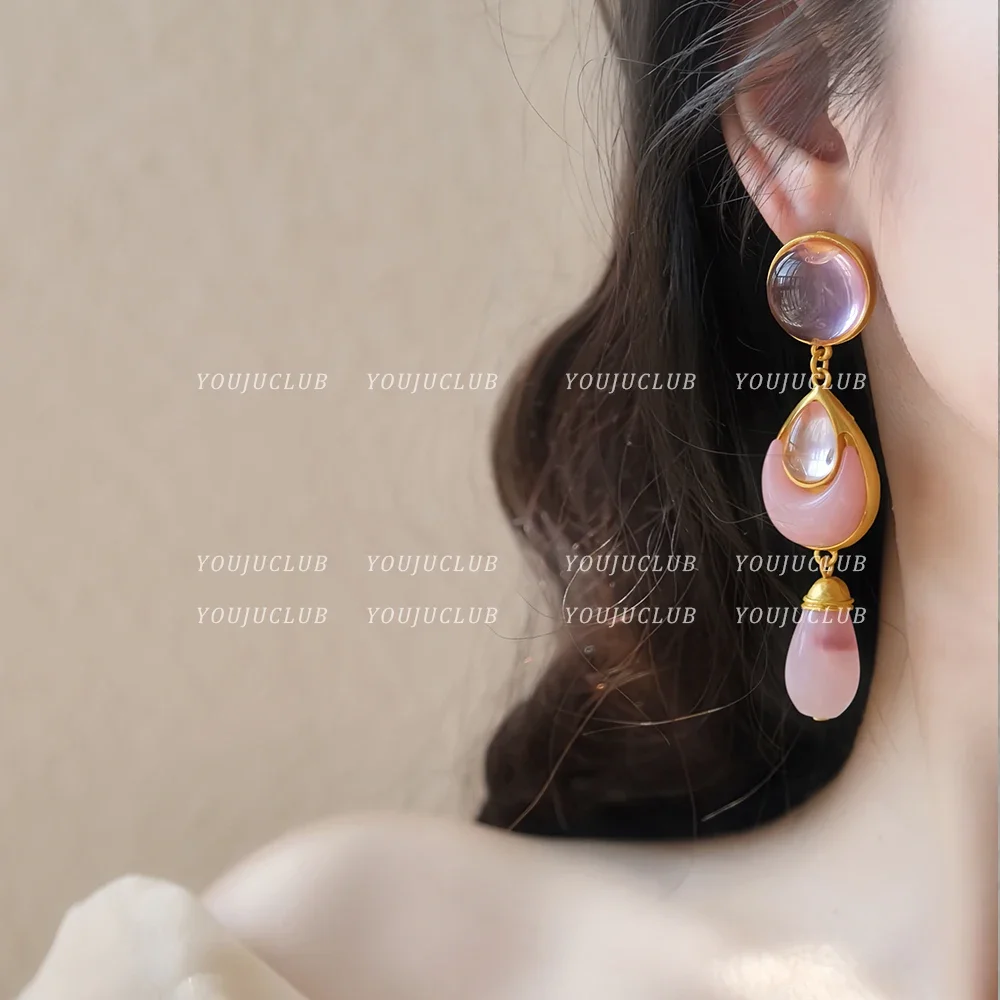 

Pink Drop Earrings For Women Drop Shape Long Dangle Eardrop Jewelry Birthday Gift