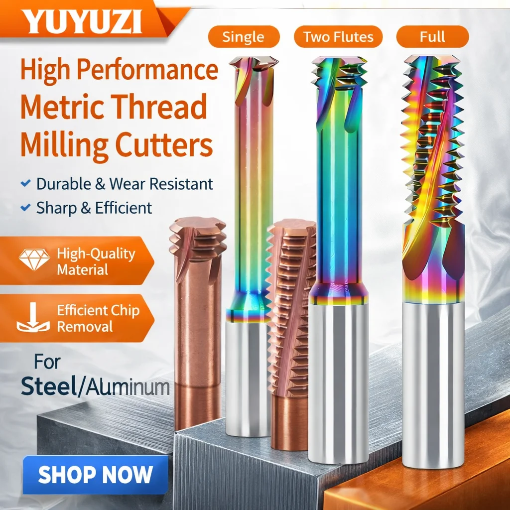 

HRC65 Steel Thread Milling Cutter Single/Two and Full Tooth CNC Carbide Thread Mill M1.2-M16 for Steel Aluminum Processing