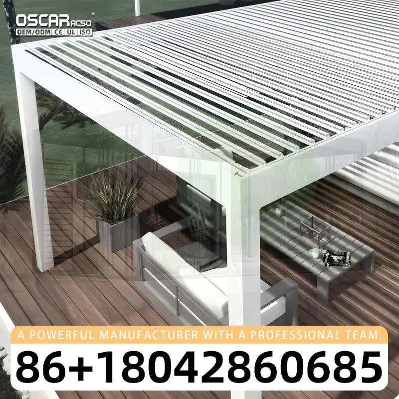 Sustainable Waterproof 8x8 Louvered Aluminum Patio Shelter Outdoor Pavilion for Backyard Garden Terrace Setup pergola
