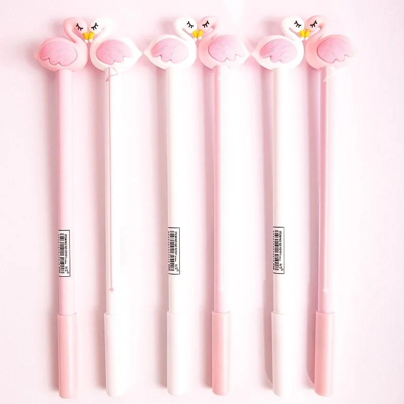 6pcs 0.5mm Lovely Sweet Pink Princess Flamingo Gel Pen Writing Signing Pen Stationery Kids Student School Office Supply