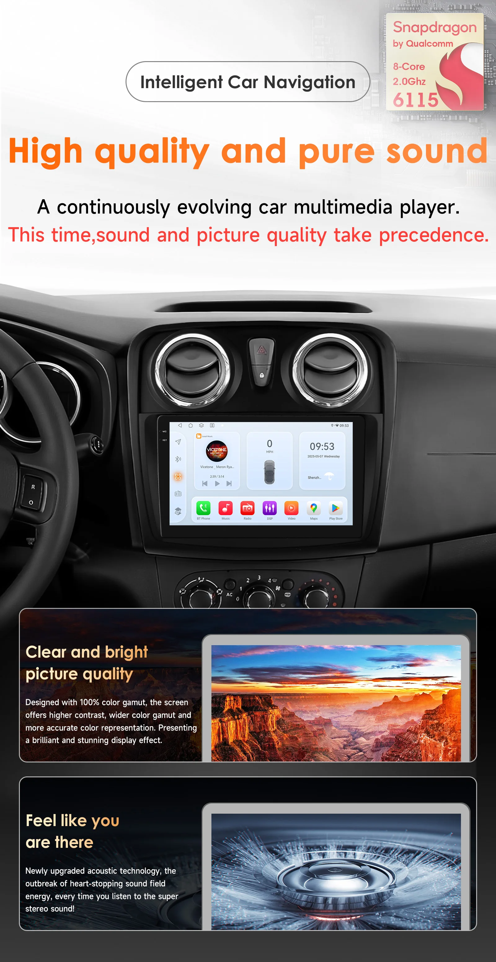 Hizpo Android Auto Radio For Renault Logan 2 2012-2019 Sandero 2 2014-2019 4G Car Multimedia GPS 2 Din Stereo CarPlay WIFI DSP