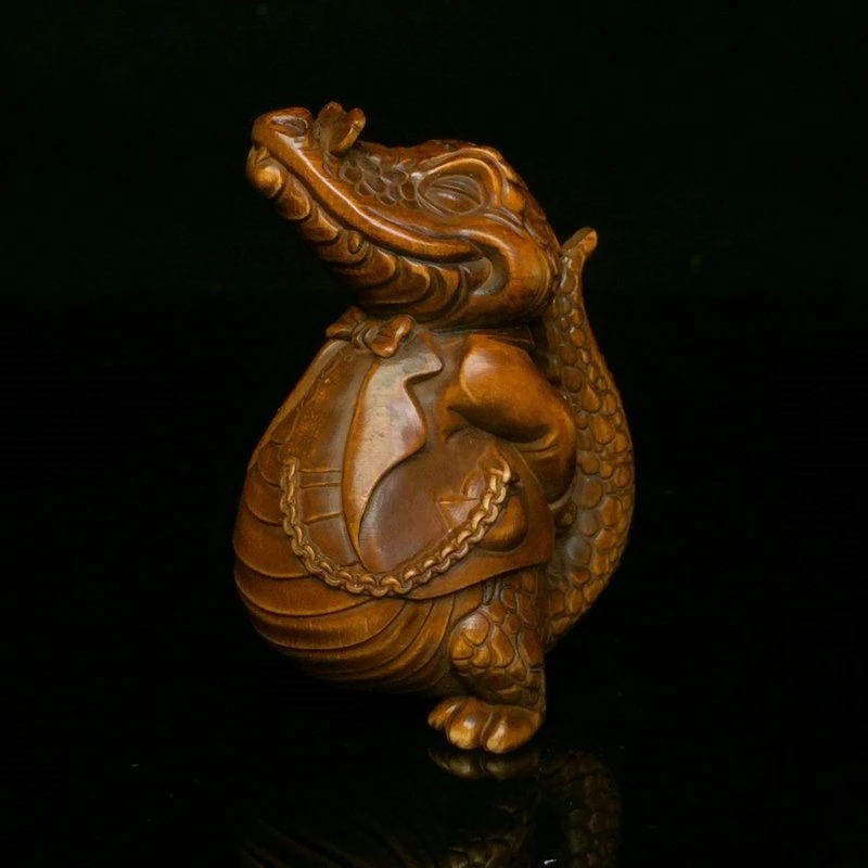 Hand Carved Wood standing crocodile Statue Figurine Desktop Ornaments Home Decoration Crafts Tea Pet Decor
