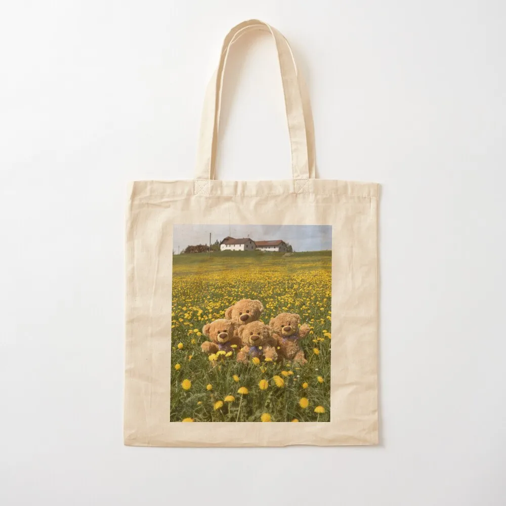 Traveling teddy with dandelions Tote Bag canvas tote bag cloth bag woman Gift