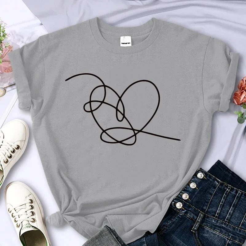Love Yourself Heart Shirt Scheur T-shirt Hart Tee Dames T-shirts T-shirts met korte mouwen Streetwear Casual Tops