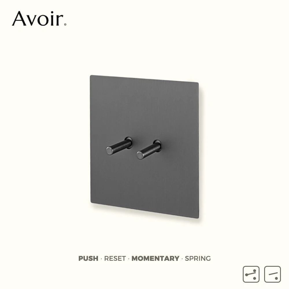 

Avoir Gray Push Button Momentary Brass Lever Spring Switch Electrical Sockets Plug With Usb FR EU Dimmer For House Reset Switch