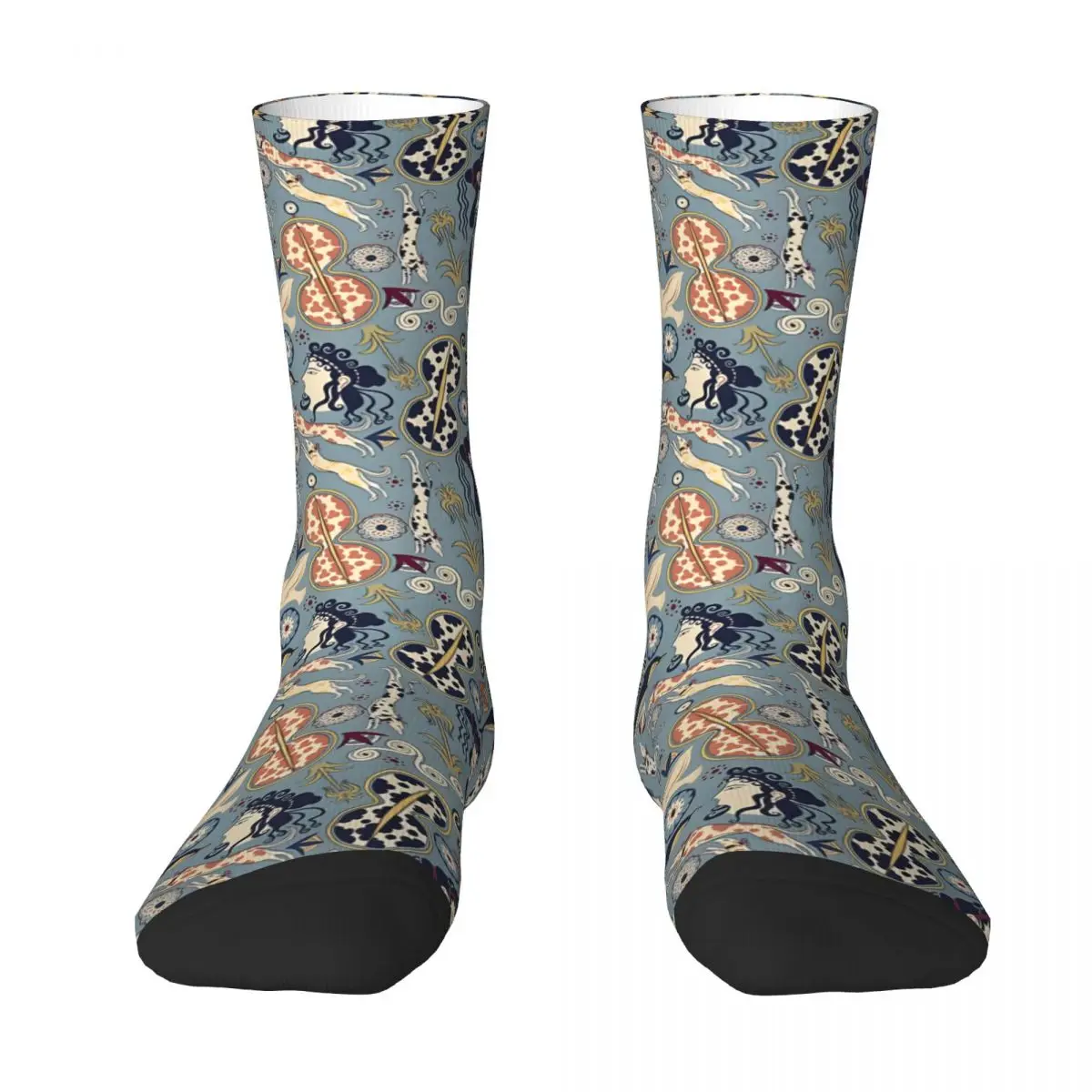 Funny Men's Socks Mycenaean Fresco Motifs Pattern Vintage Hip Hop Crazy Crew Sock Gift Pattern Printed