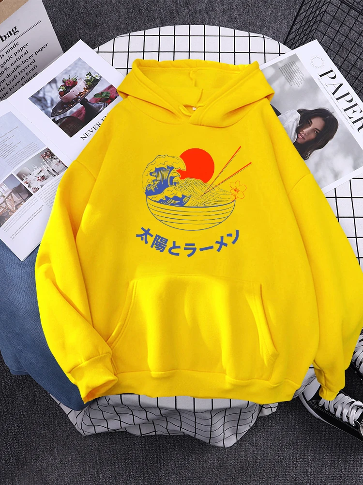 Jappan Weave Great Ramen & Sun Women Hoodie Street Aesthetic Sweatshirt Harajuku Basictracksuit Korean Fleece Female Streetwear