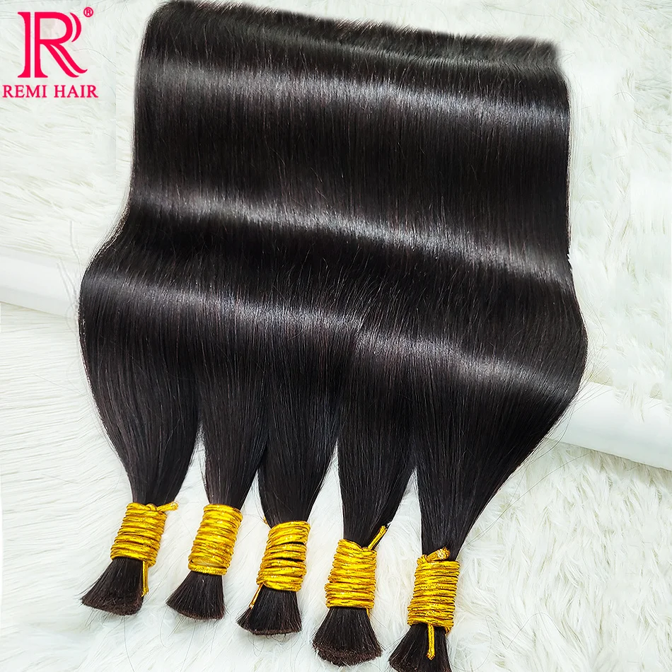 Virgin Human Hair Extensions Original Unprocessed Indian Hair Straight Natural Hair Weaving No Weft Human Braiding Hair Bulk