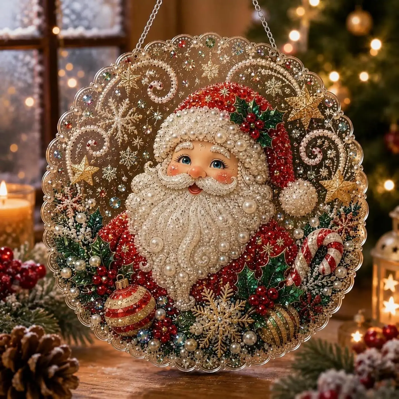 Christmas DIY Pearl Painting Set Santa Claus Snowman 3D Mixed-Sized Pearl Beads Diamond Craft Kit For Home Decoration Xmas Gifts