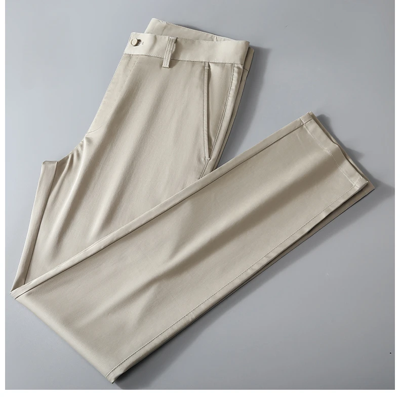 2024 Casual Business Office Pants Simple Fashion Business Wear Solid Color Versatile Slim-fit Summer Ice Silk Pants New