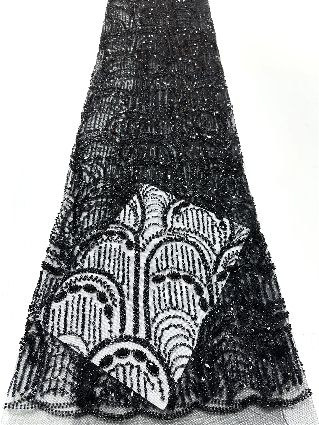 

Wholesale African Handmade Beaded Lace Fabric 2026 France Sequins Nigerian Embroidery Bridal Mesh for Sewing