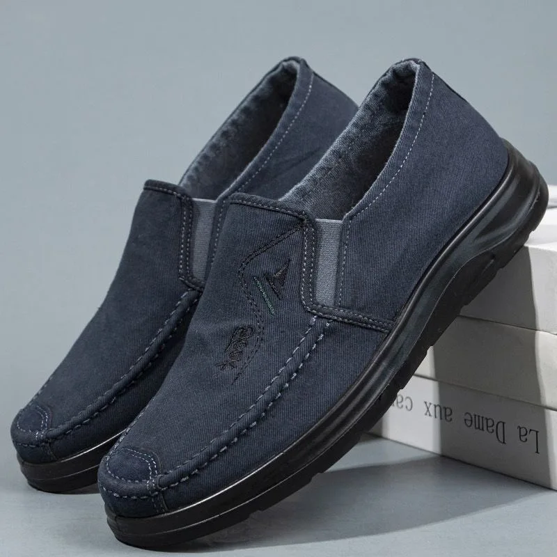 Old Beijing Canvas Shoes Men's Casual Breathable Lightweight Slip-On Shoes Spring Autumn Washed Cotton Shoes Comfortable
